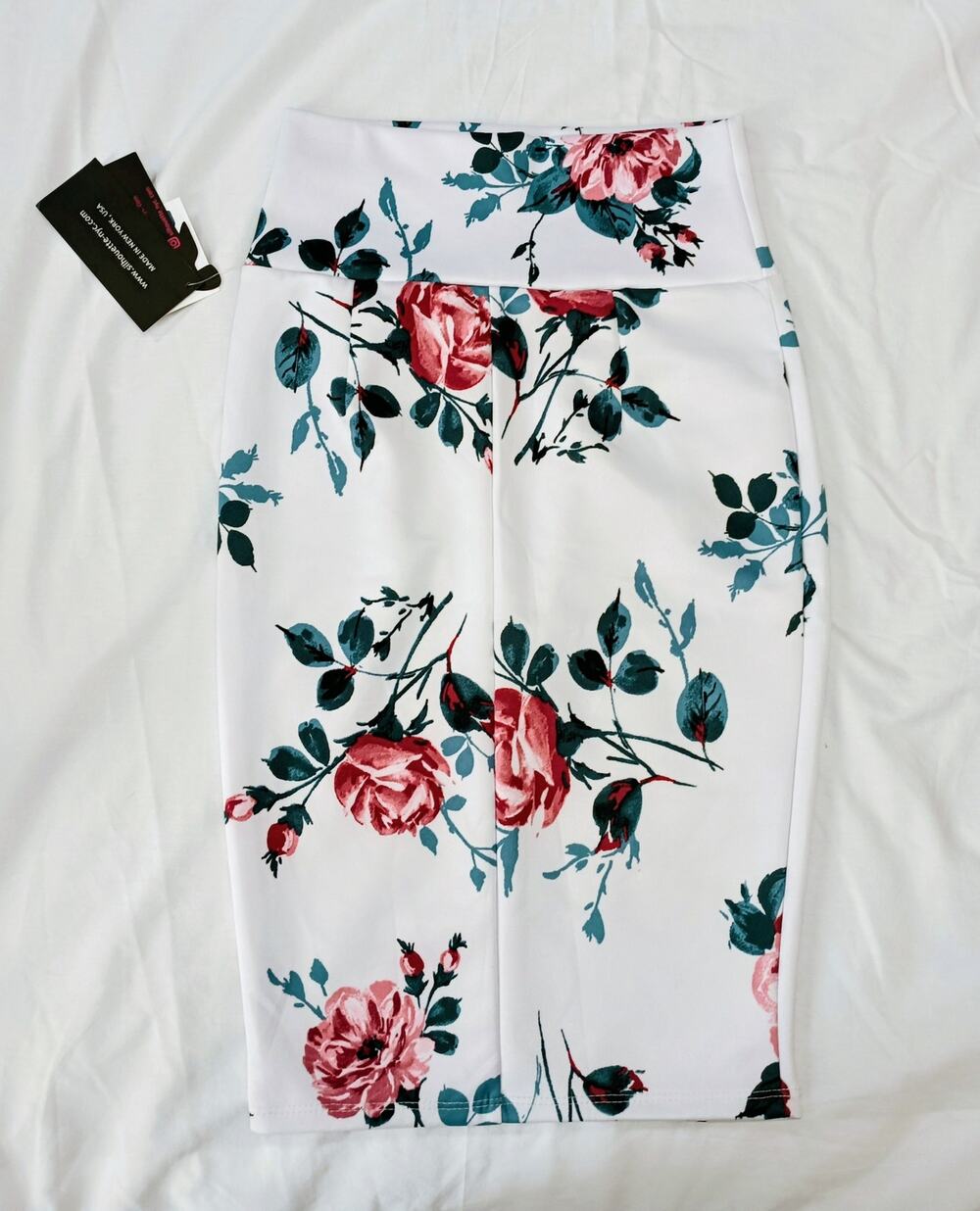Silhouette NYC - White Floral High Waist Pencil Skirt - Sz S - NWT